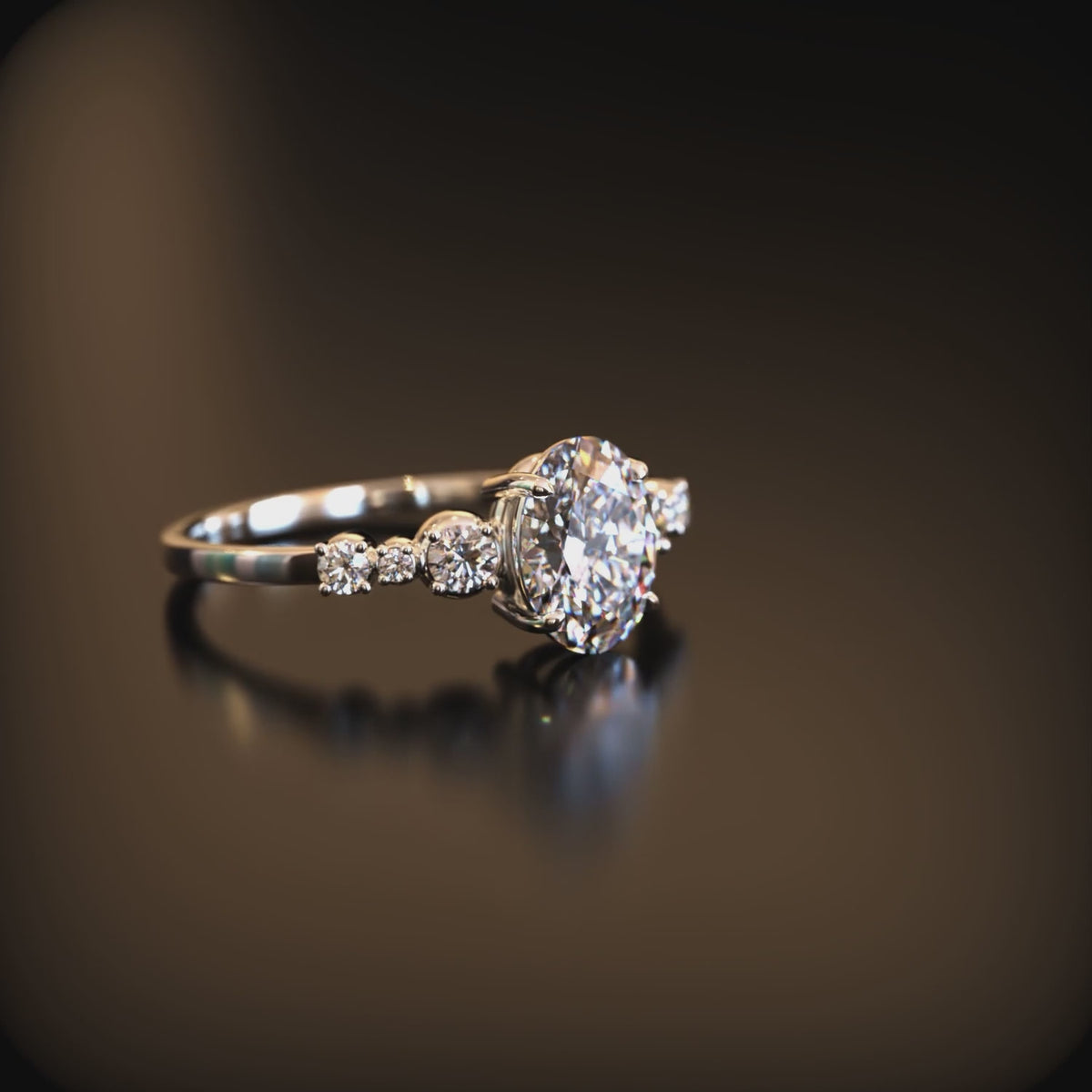 The Alina 1 carat oval-cut moissanite ring crafted in 14K solid gold