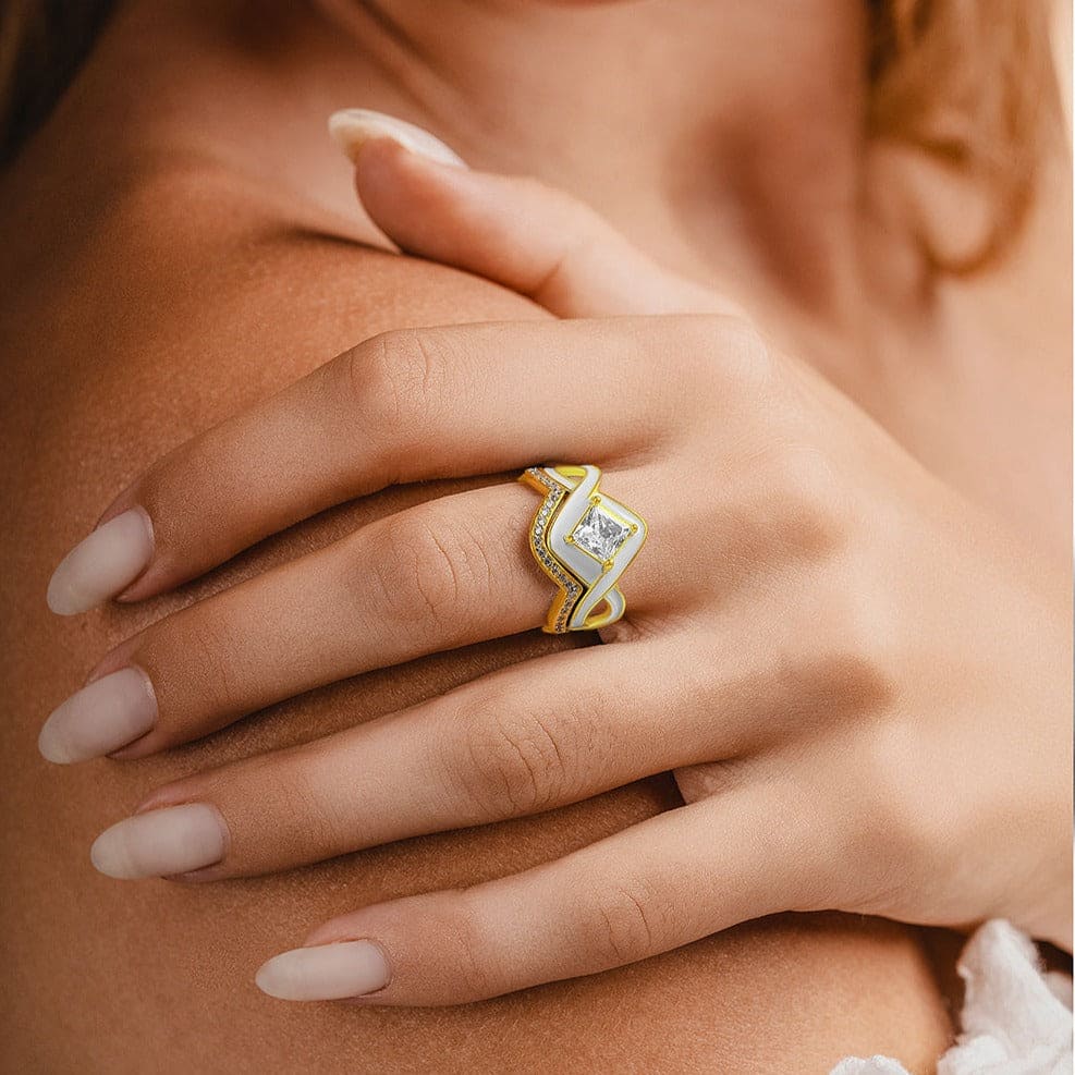 The Snow Wave: Bague 2 pièces Diamant - Vermeil Or 18K