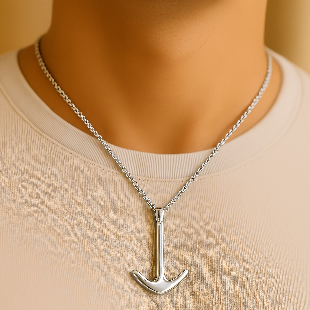 Collier Ancre Homme - Acier Inoxydable