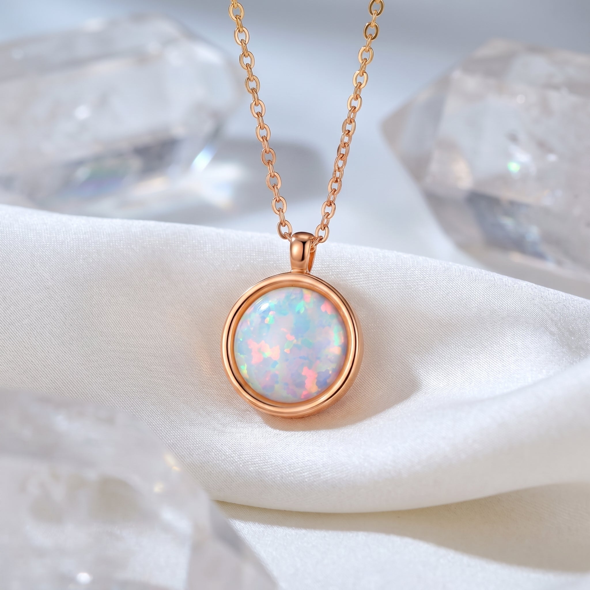 the-fiora-halo-necklace in rose gold finish