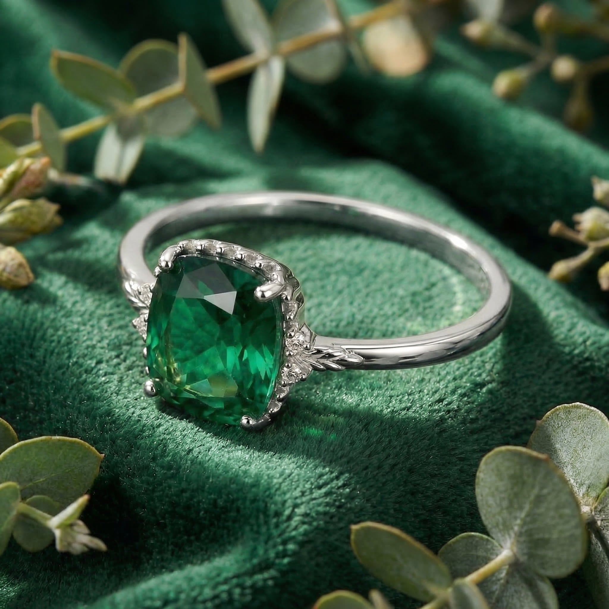 the-nyara-cushion-solitaire-18k-gold-vermeil in silver finish