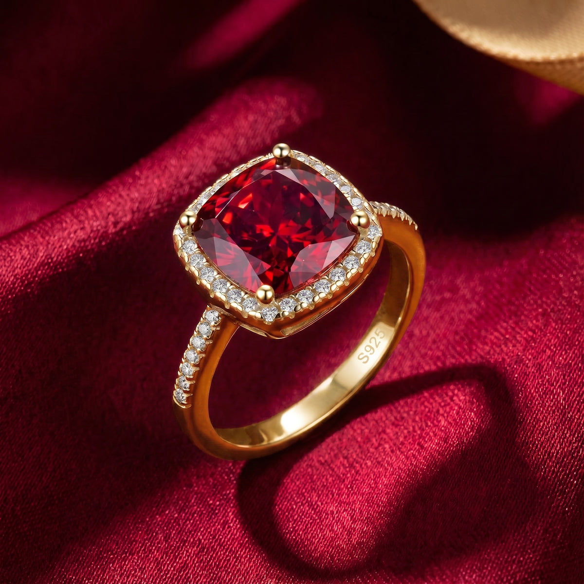 the-rosamund-cushion-ring-s925-sterling-silver in gold finish
