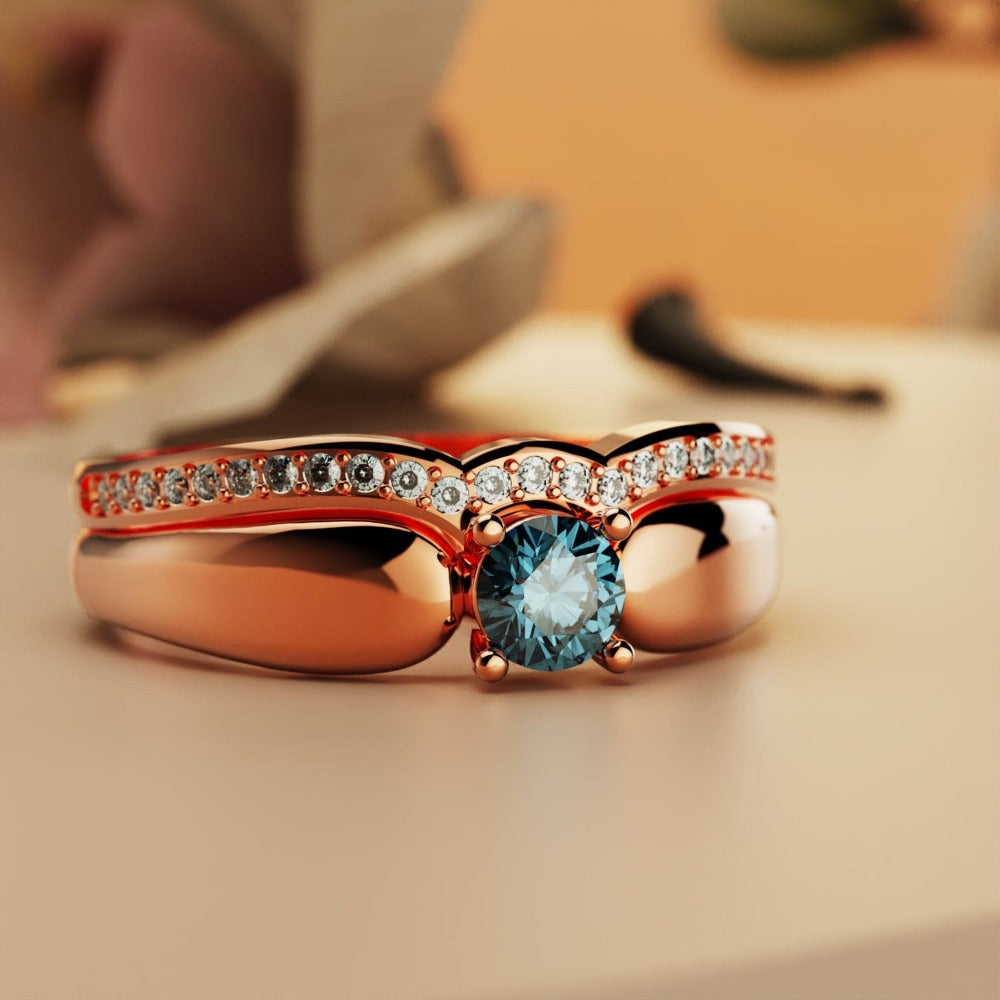 Éclat Royal : Bague 2 Pièces Diadème - Vermeil Or Rose 18K
