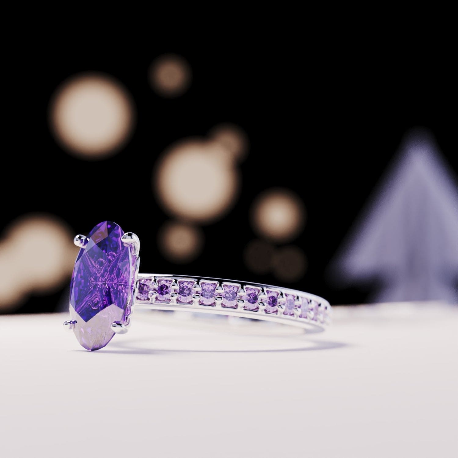 Lumine Grace: Oval Cut Amethyst Ring - S925 Sterling Silver