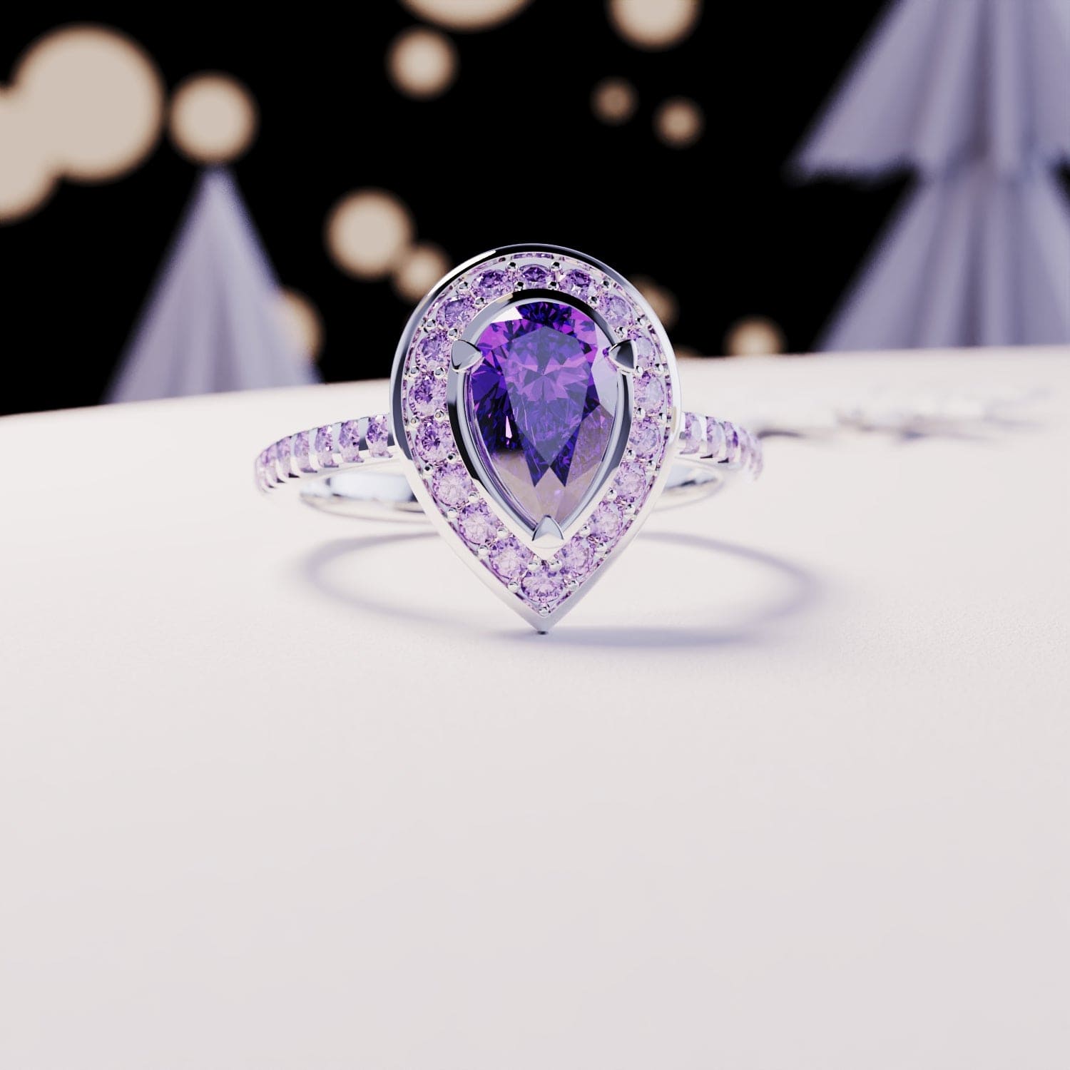 Violet Tear: Bague Améthyste Taille Poire - Argent Sterling S925