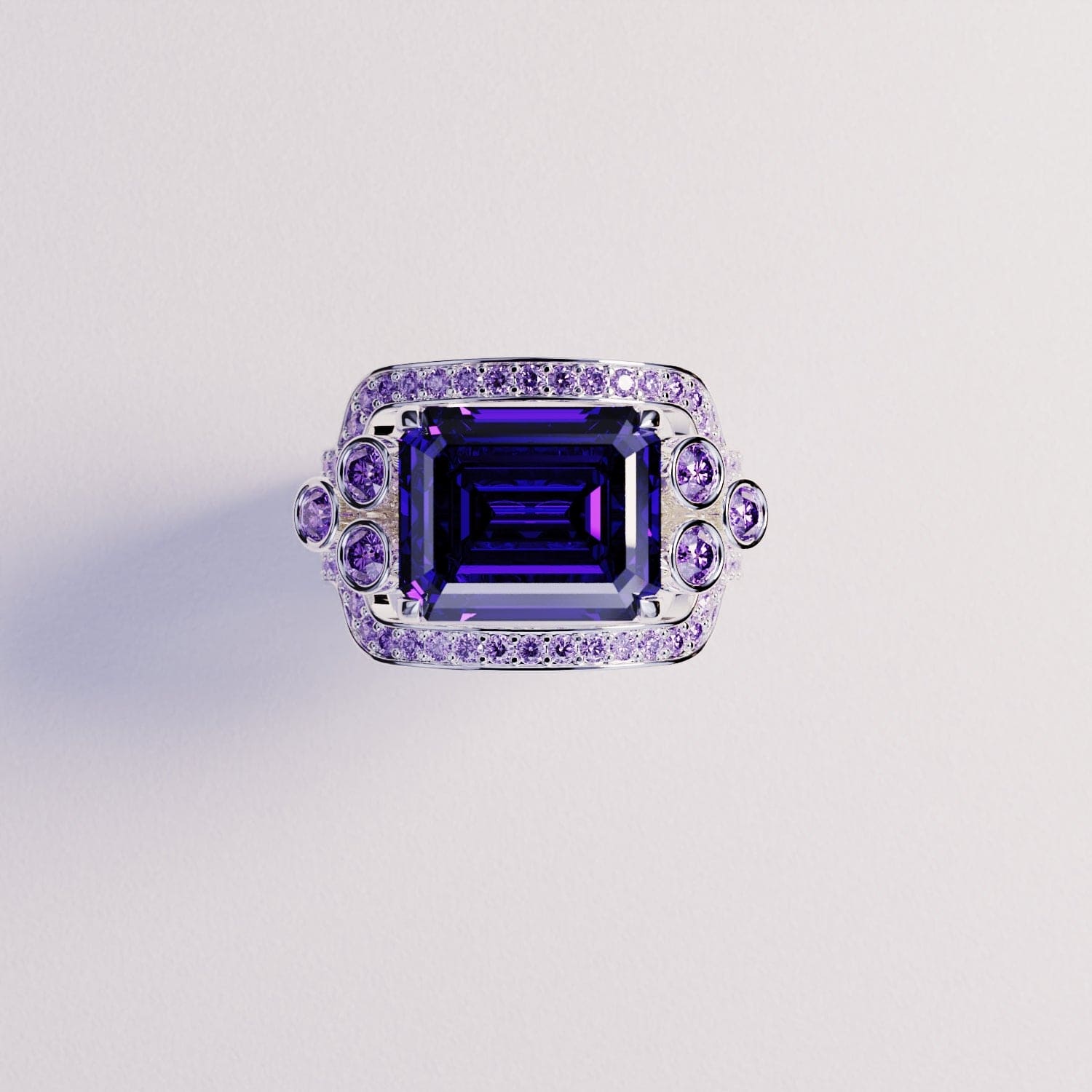 Violet Love: Emerald-Cut Triple Ring Set - S925 Sterling Silver