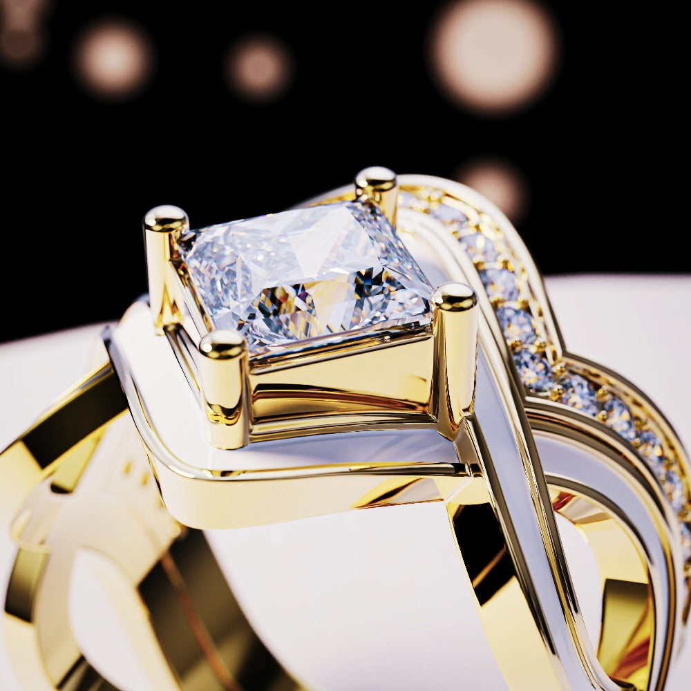 The Snow Wave: Bague 2 pièces Diamant - Vermeil Or 18K