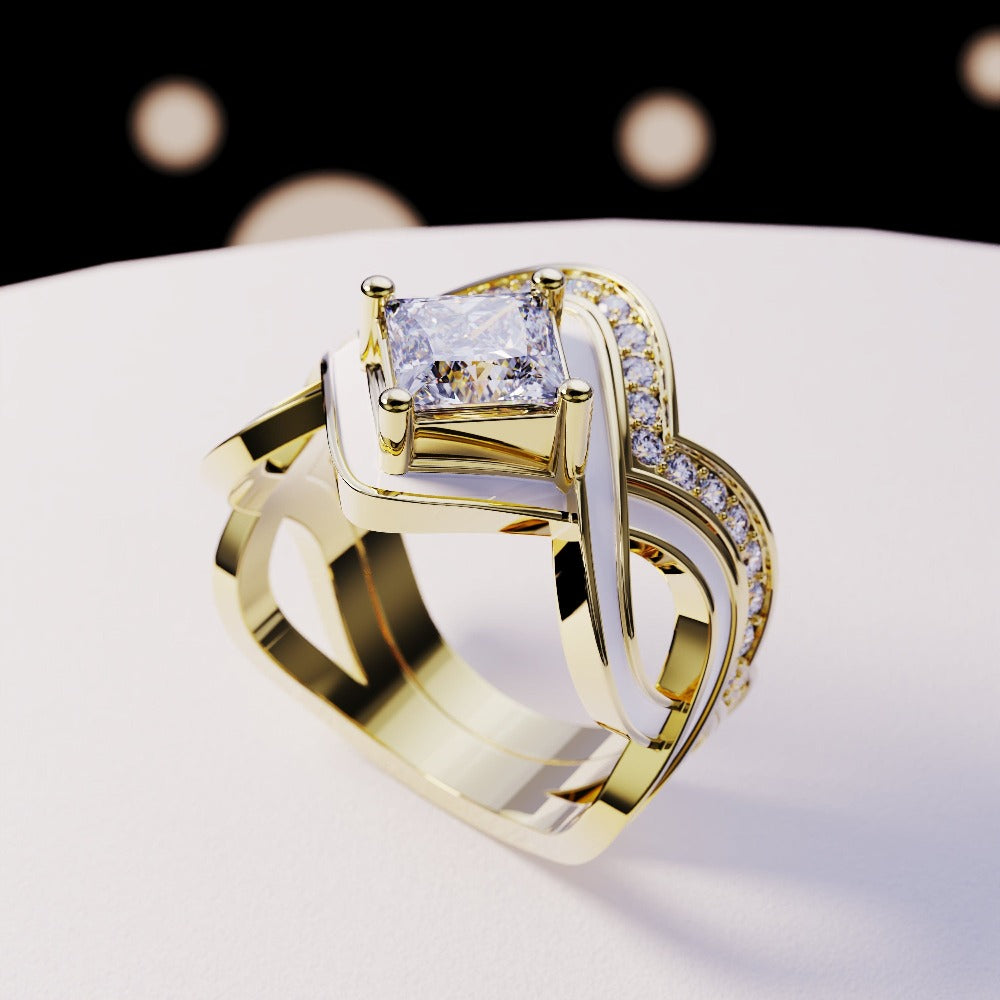 The Snow Wave: Bague 2 pièces Diamant - Vermeil Or 18K