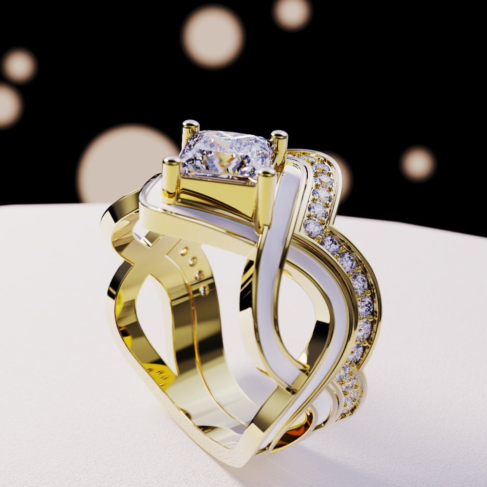 The Snow Wave: Bague 2 pièces Diamant - Vermeil Or 18K
