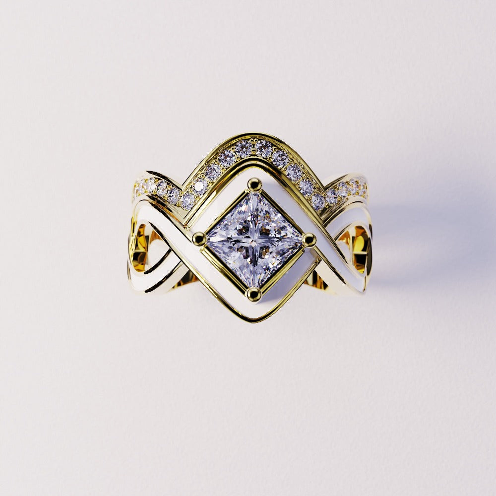 The Snow Wave: Bague 2 pièces Diamant - Vermeil Or 18K