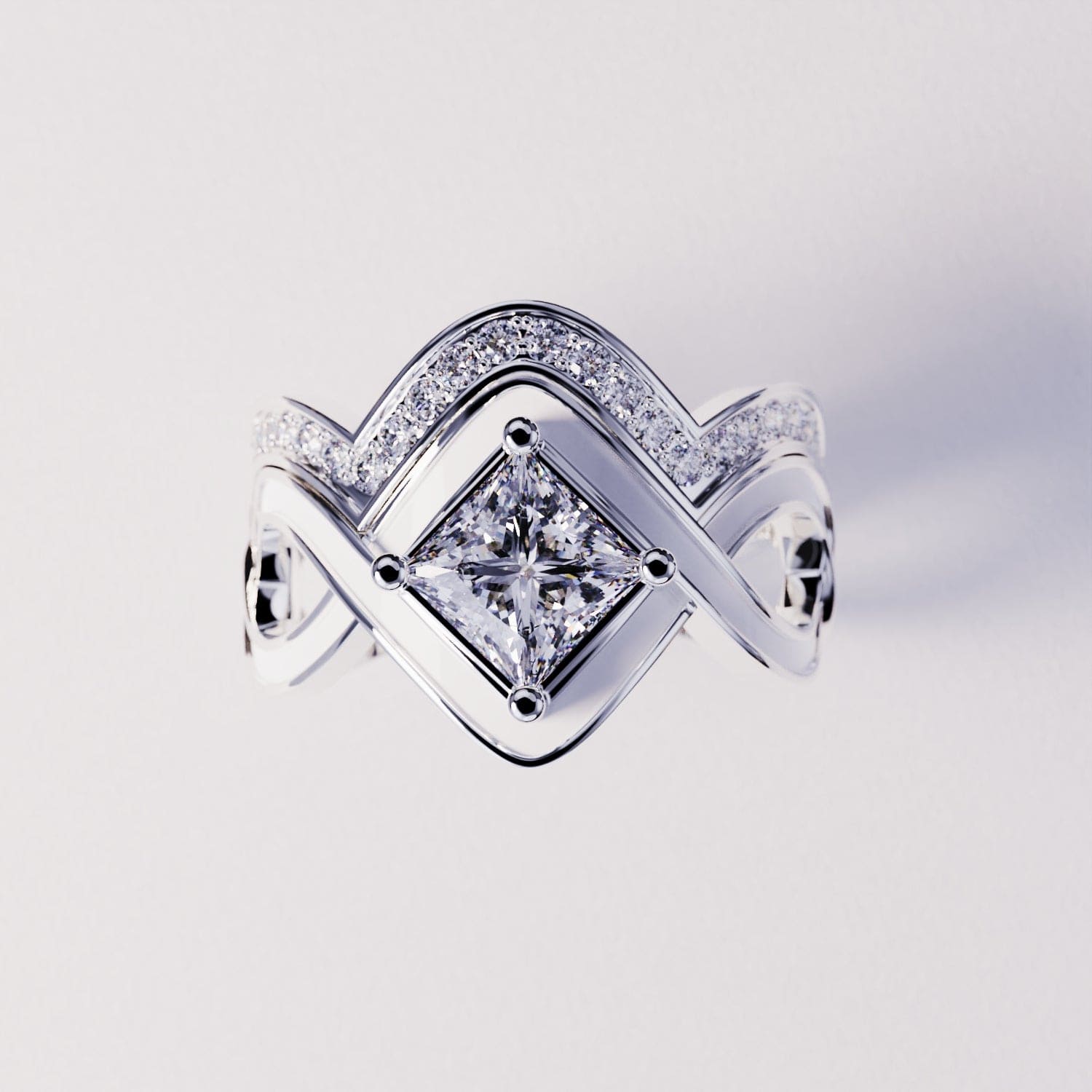 L'Onde de Neige : Ensemble de 2 Bagues - Argent Sterling S925
