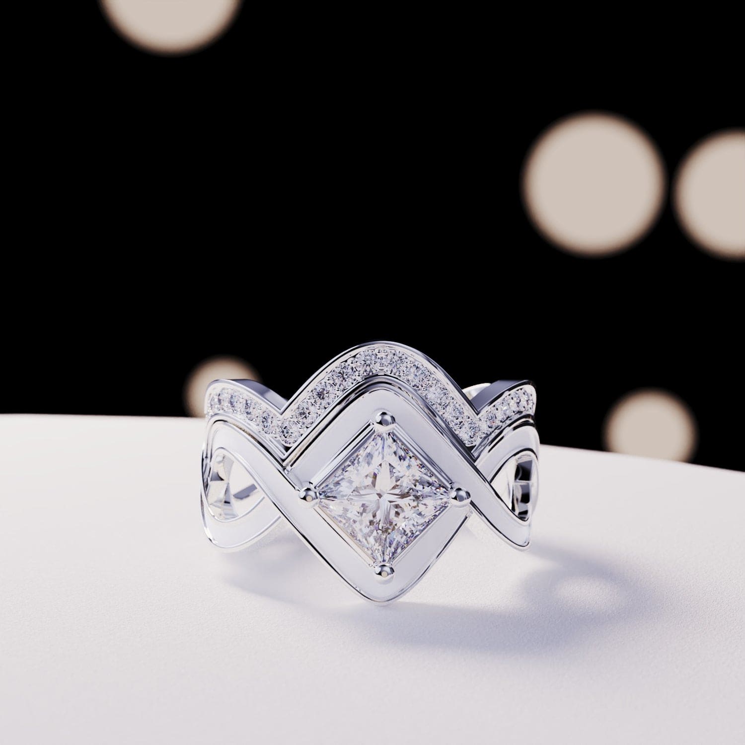 L'Onde de Neige : Ensemble de 2 Bagues - Argent Sterling S925