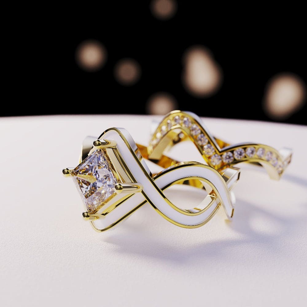 The Snow Wave: Bague 2 pièces Diamant - Vermeil Or 18K