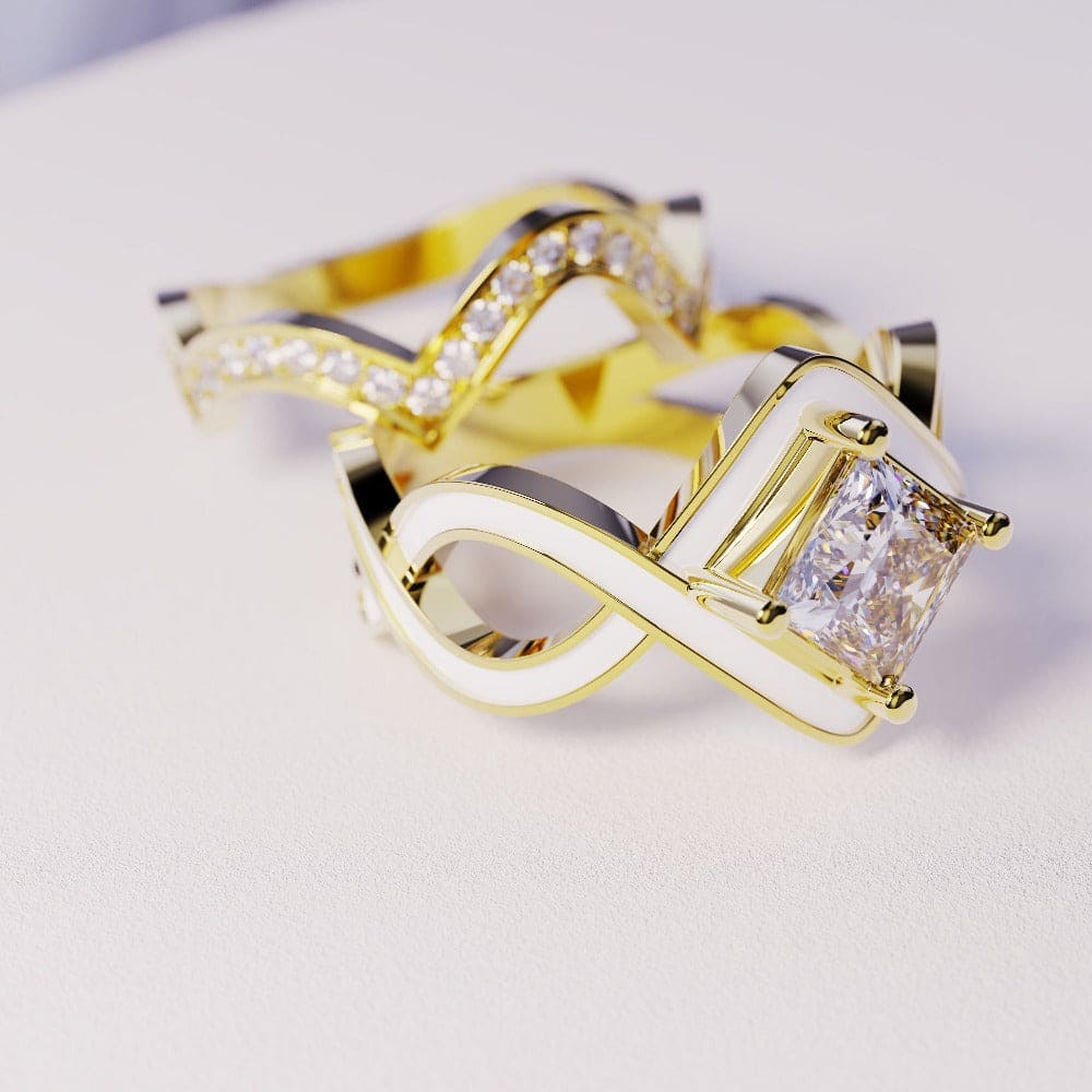 The Snow Wave: Bague 2 pièces Diamant - Vermeil Or 18K