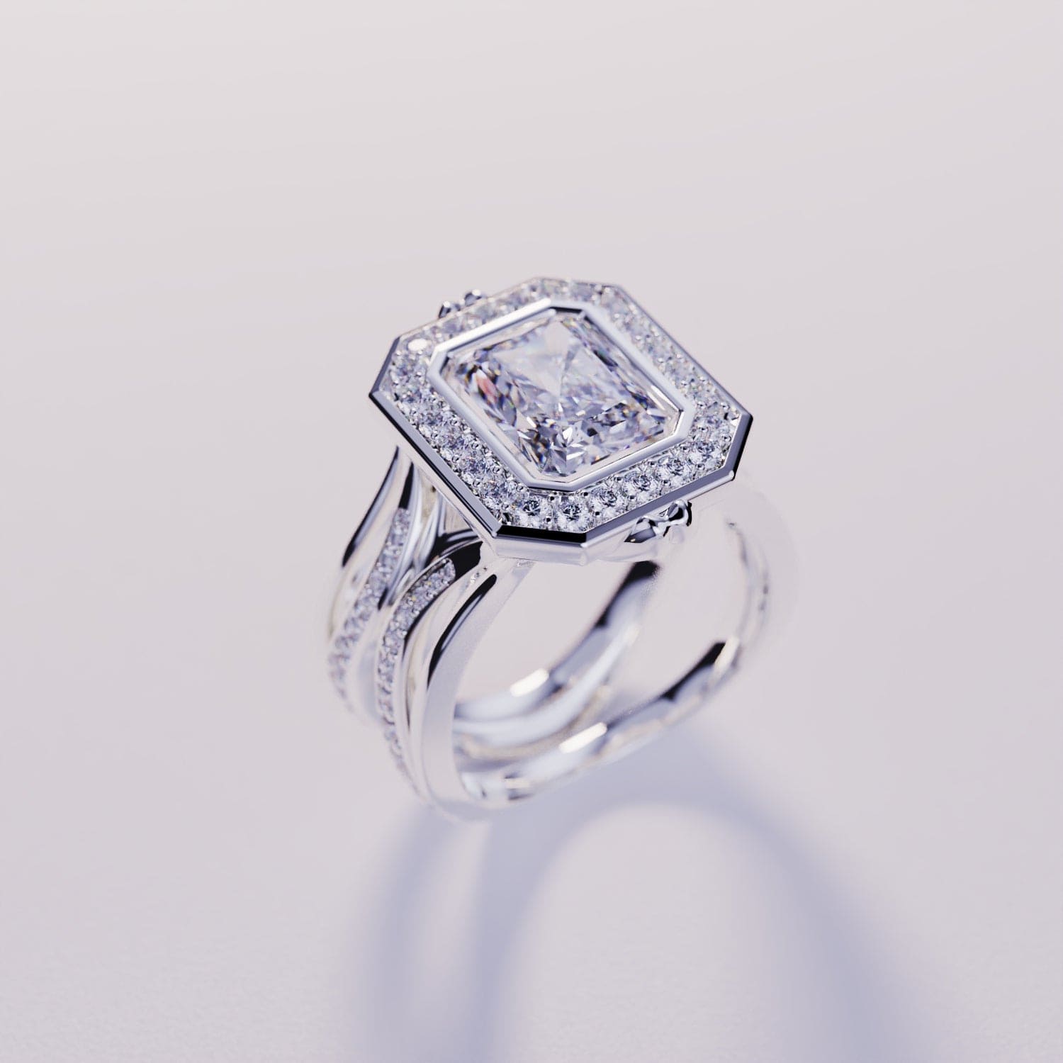 Éclat Élyséen : Bague Diamant Taille Émeraude - Argent Sterling S925