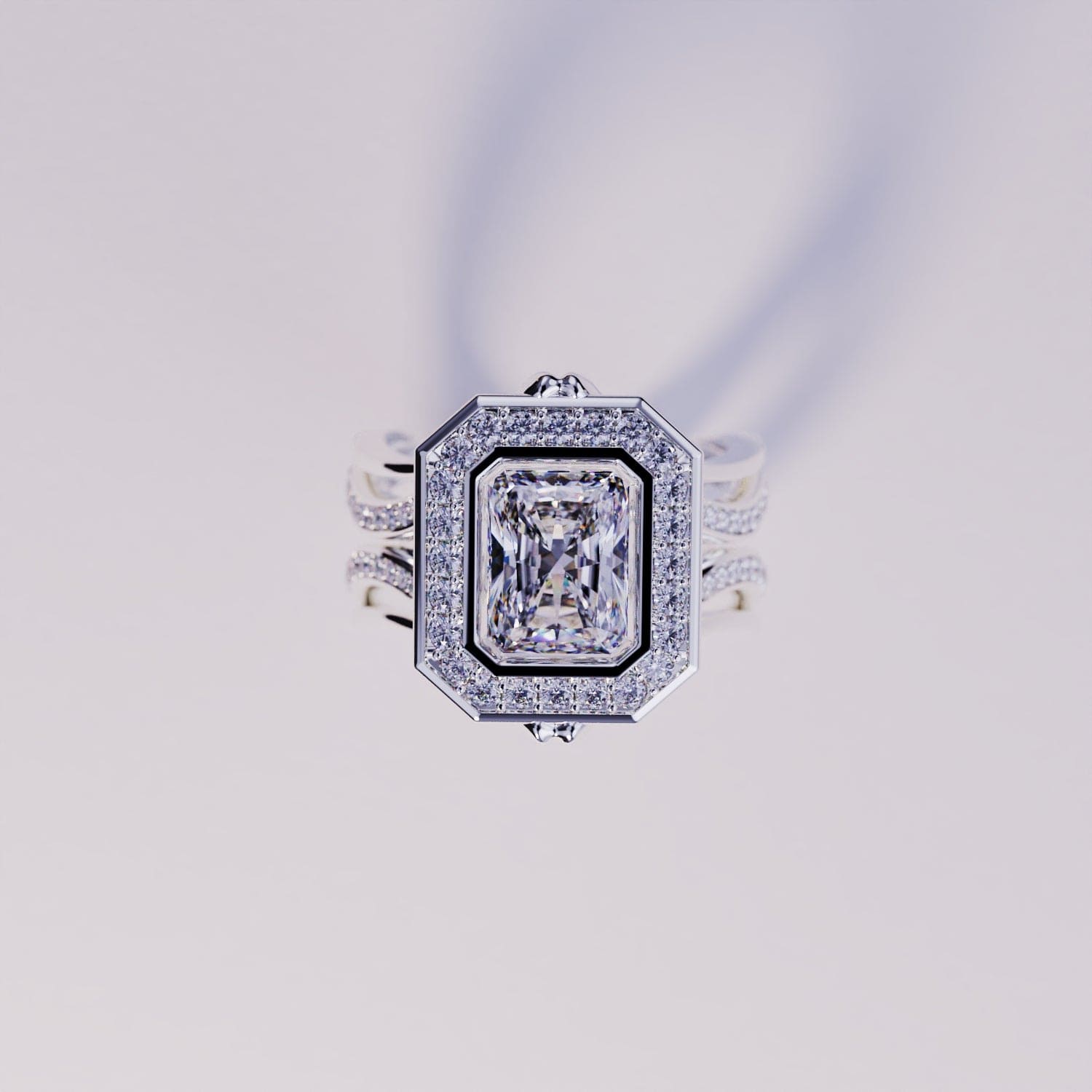 Éclat Élyséen : Bague Diamant Taille Émeraude - Argent Sterling S925