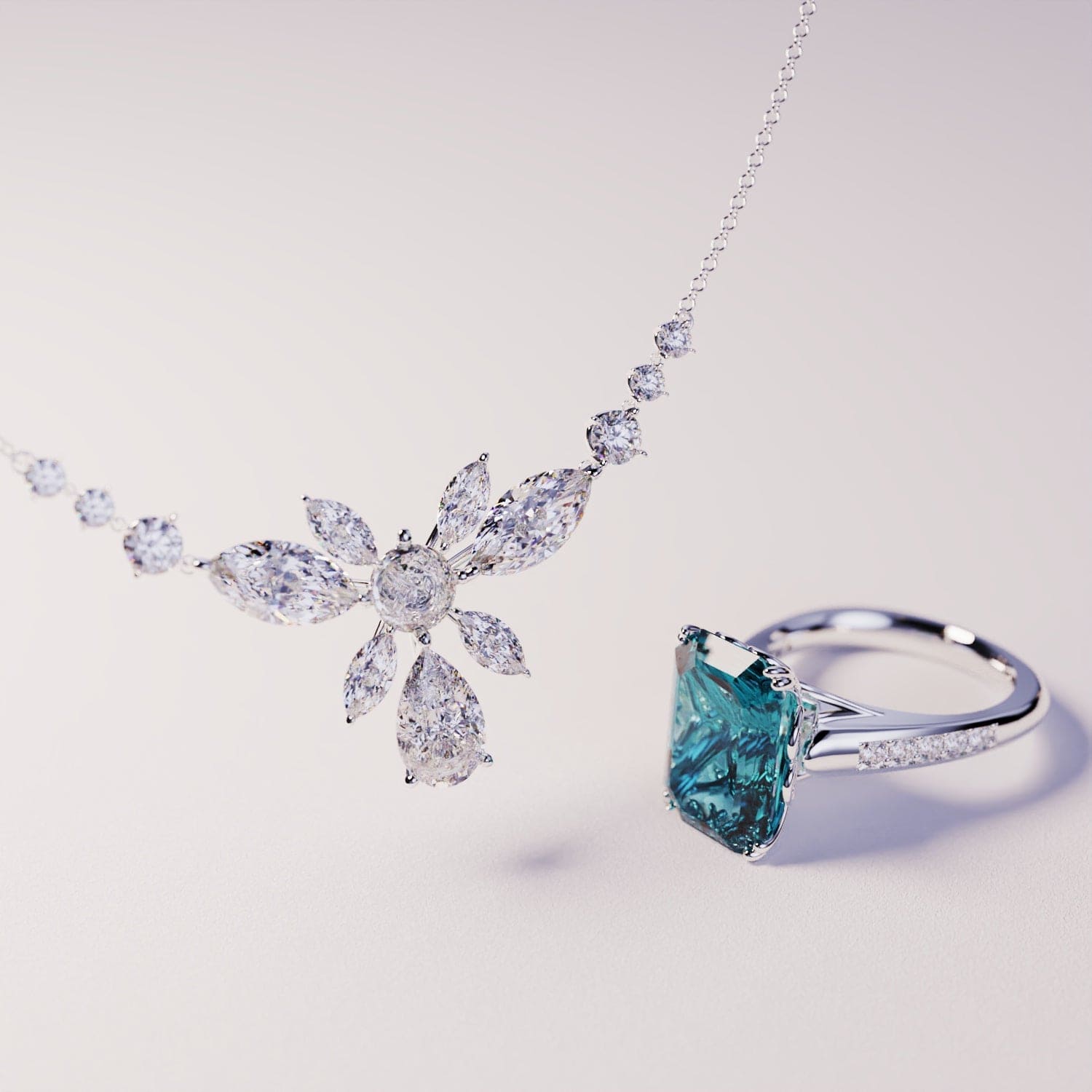 Azure Dream: Necklace & Ring Upgrade - S925 Sterling Silver