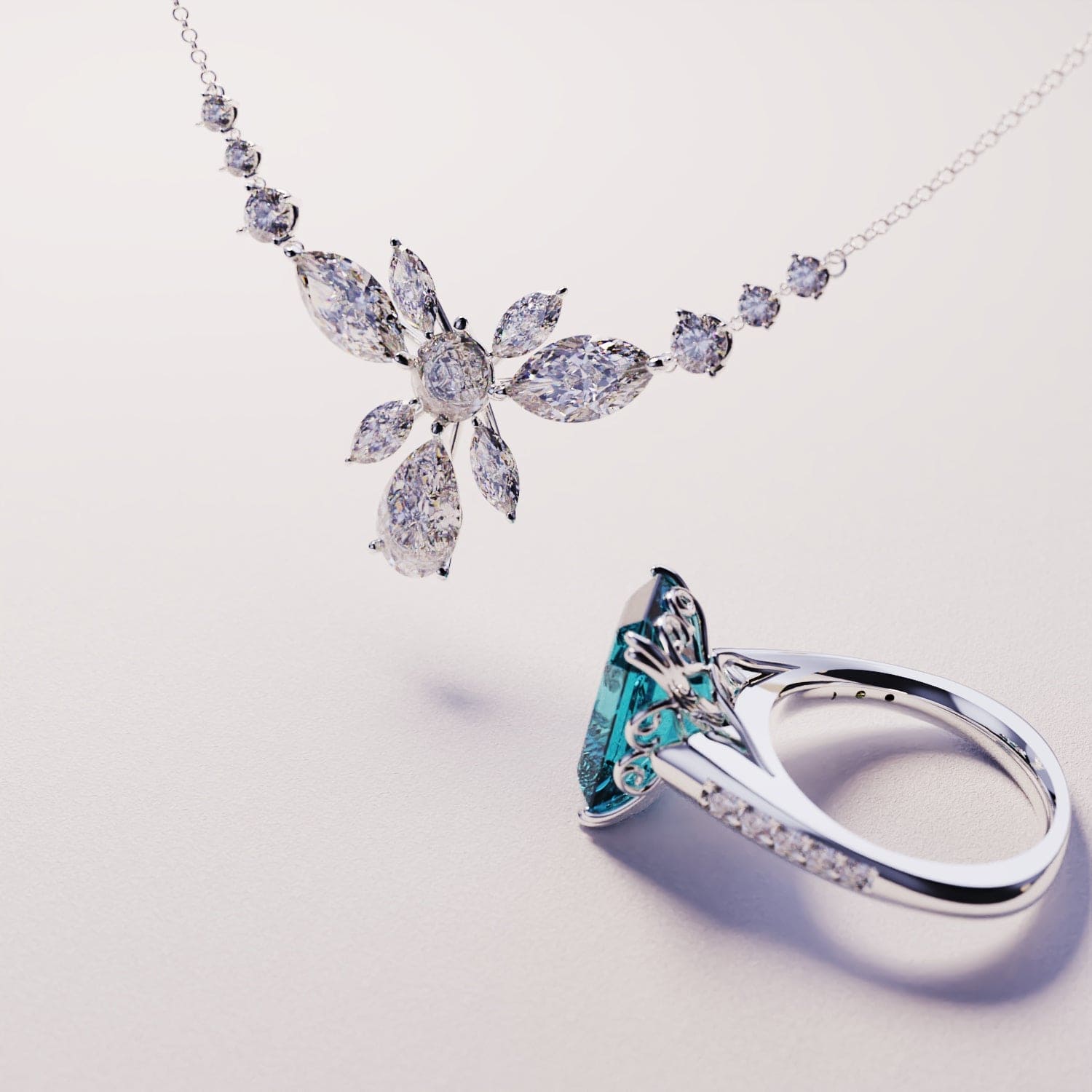 Azure Dream : Amélioration Collier & Bague - Argent Sterling S925