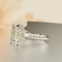 Crystal Dream: Emerald-Cut Diamond Ring - S925 Sterling Silver