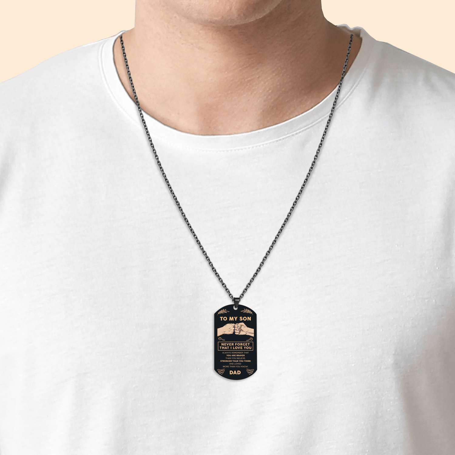 À Mon Fils | Tu Es Ma Force | Collier Plaque Militaire