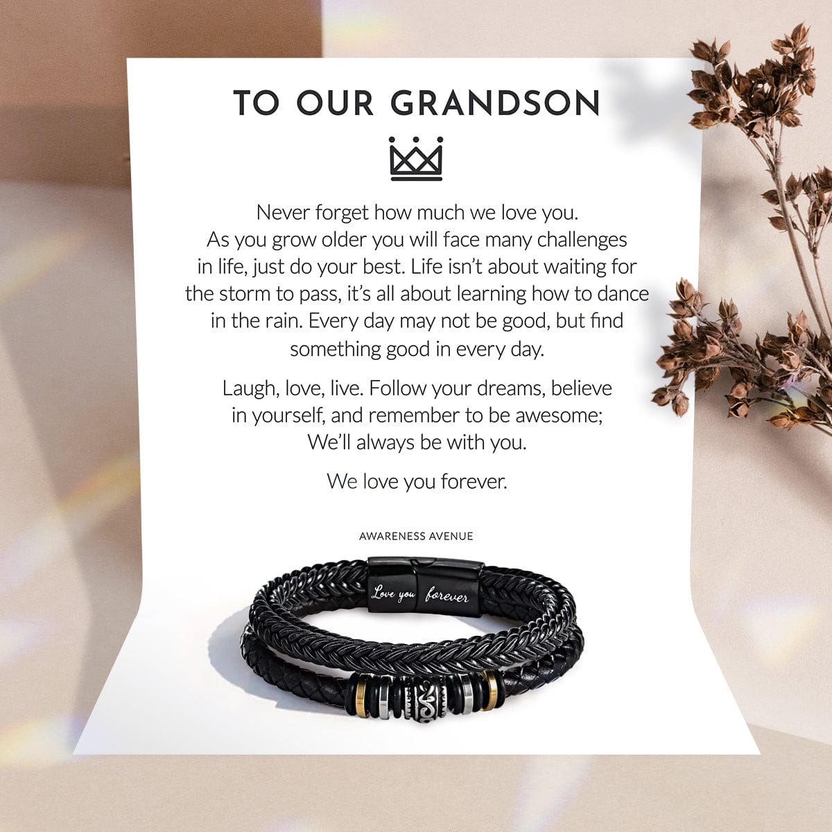 Je t'aimerai toujours | Bracelet cadeau en cuir pour homme