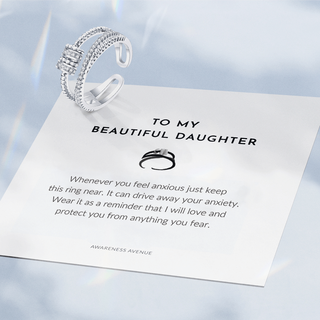 À ma fille adorée | Chassez votre anxiété | Bague anti-stress 925S