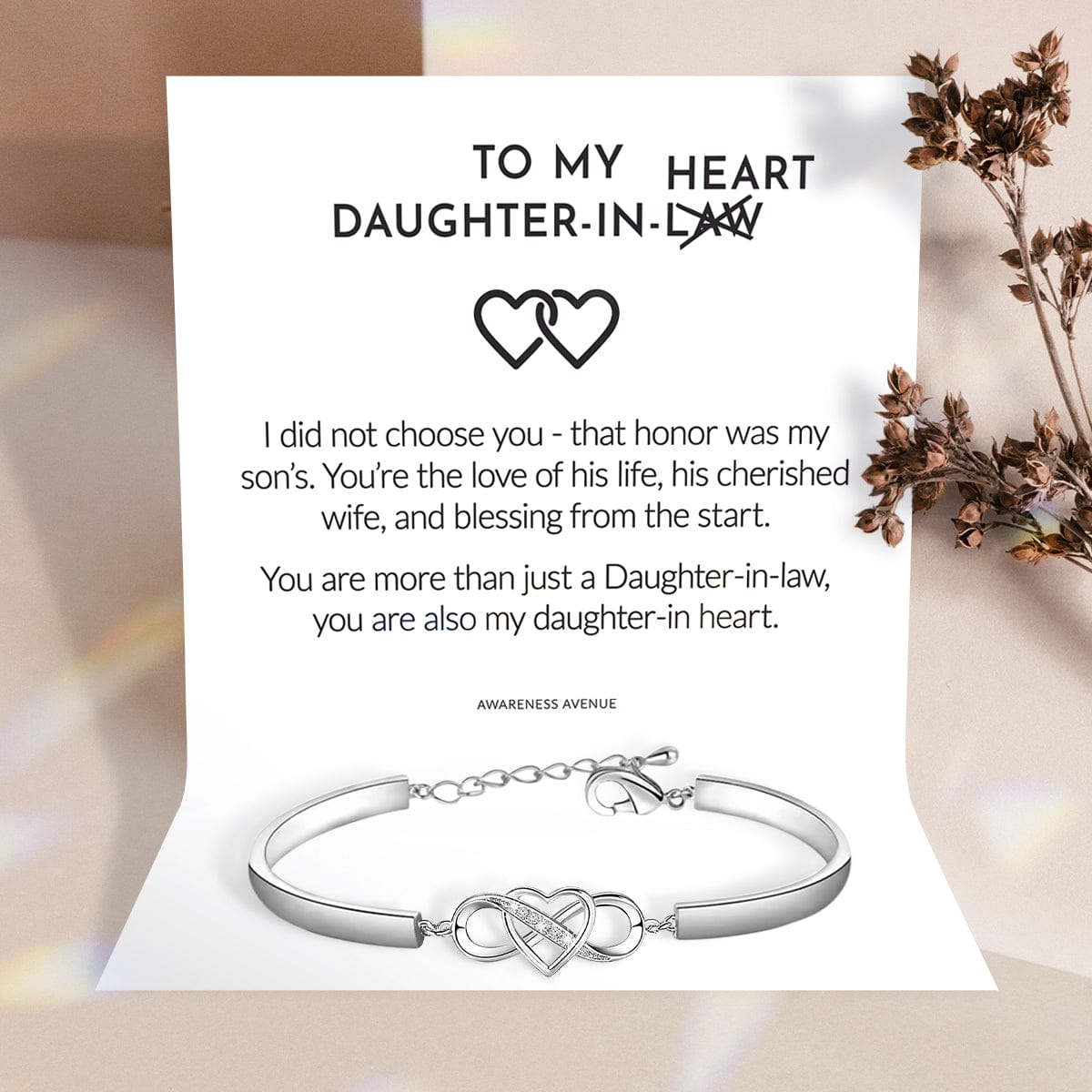 À Ma Belle-Fille | Tu Es Aussi Ma Fille De Cœur | Bracelet Cœur Infini