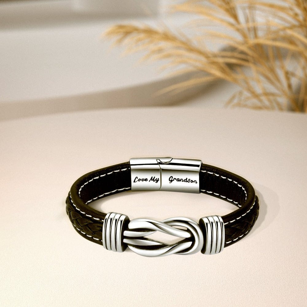 Bracelet infini en acier inoxydable 'Je t'aimerai toujours' pour homme